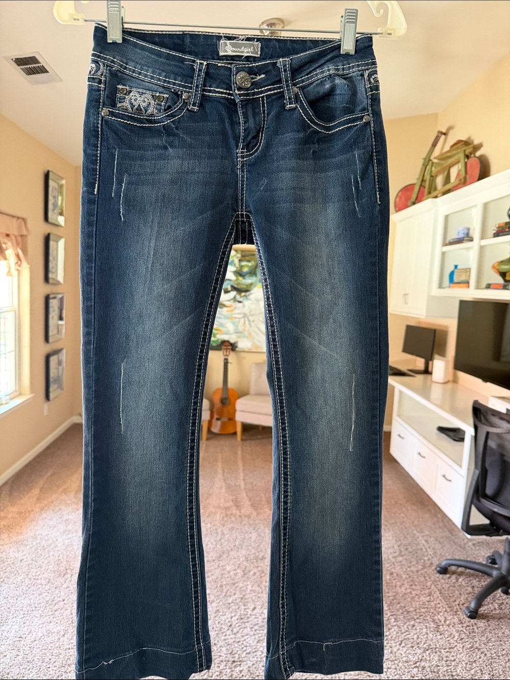 Soundgirl Dark Blue Bootcut Jeans with Contrast Stitching